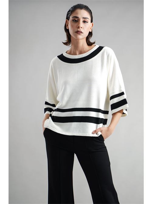 Maglia in misto lana GM by Gai Mattiolo | GM3442PANNA/NERO
